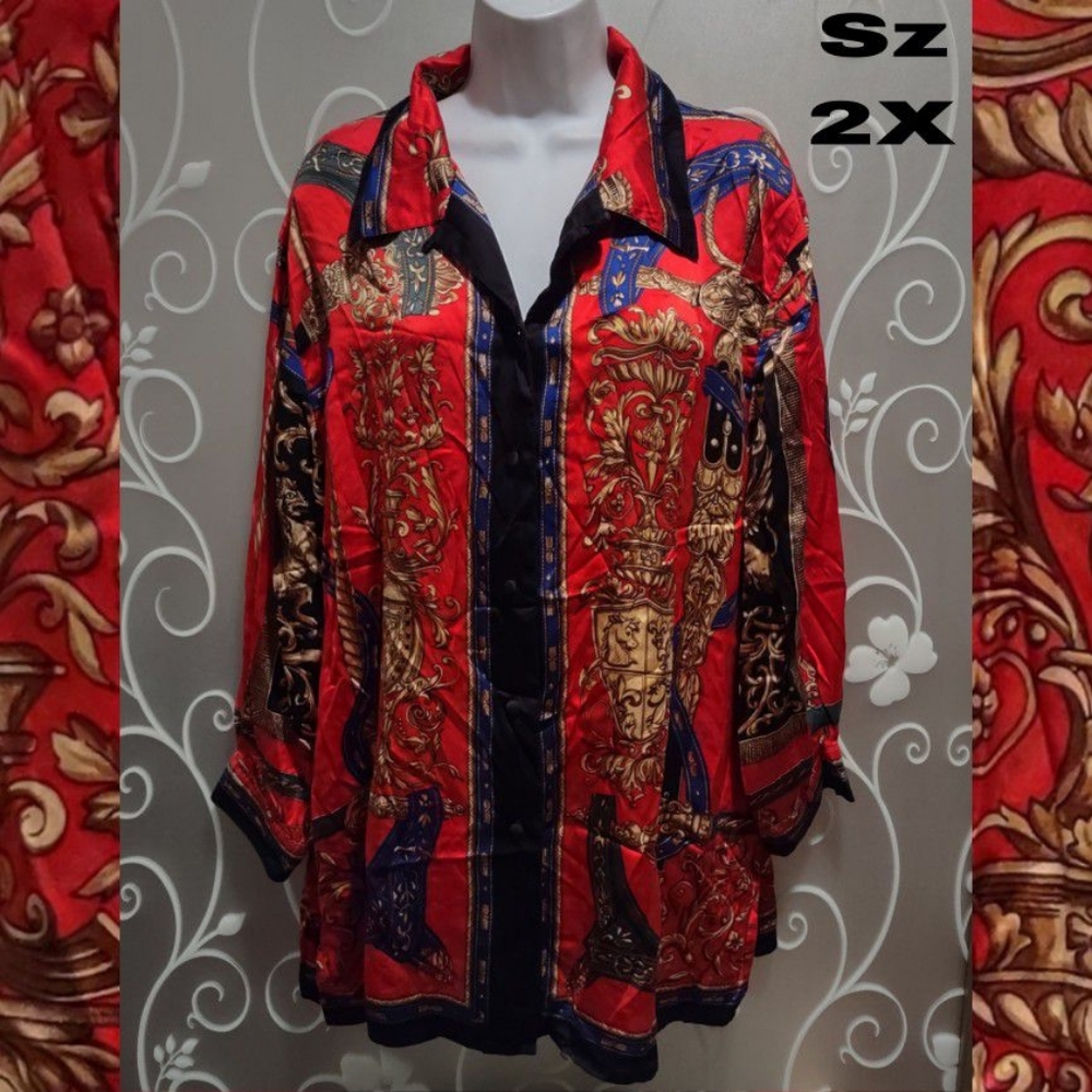 WOMENS PLUS SIZE 2X COREY B 100% SILK TOP